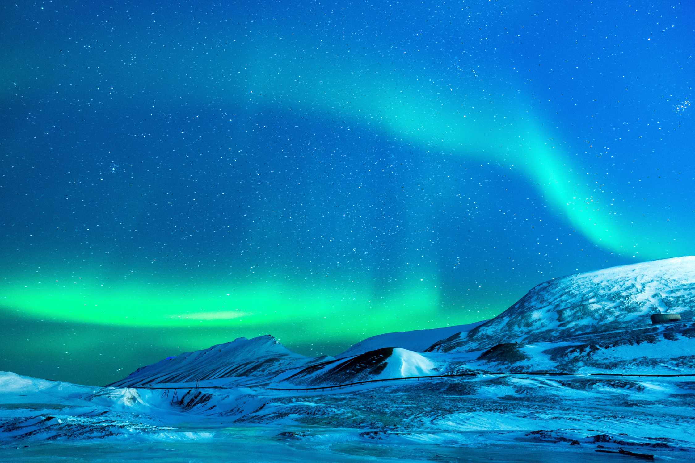 Glacier, Aurora, Aurora Borealis, Night, Snow
